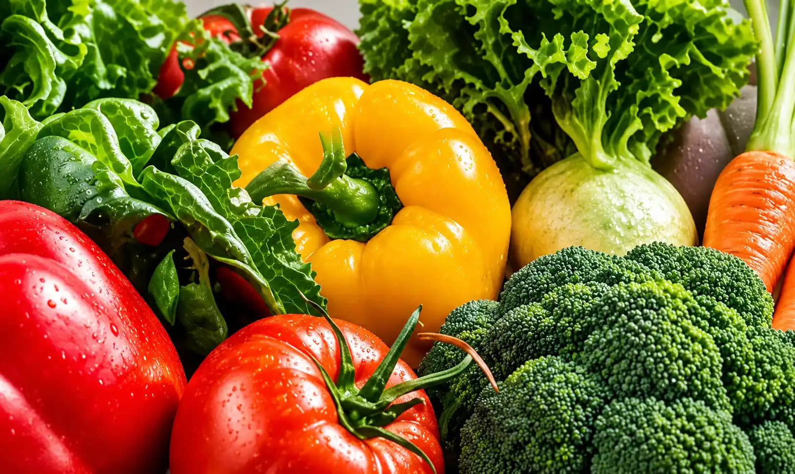 Broccoli, peppers, tomatoes and carrots