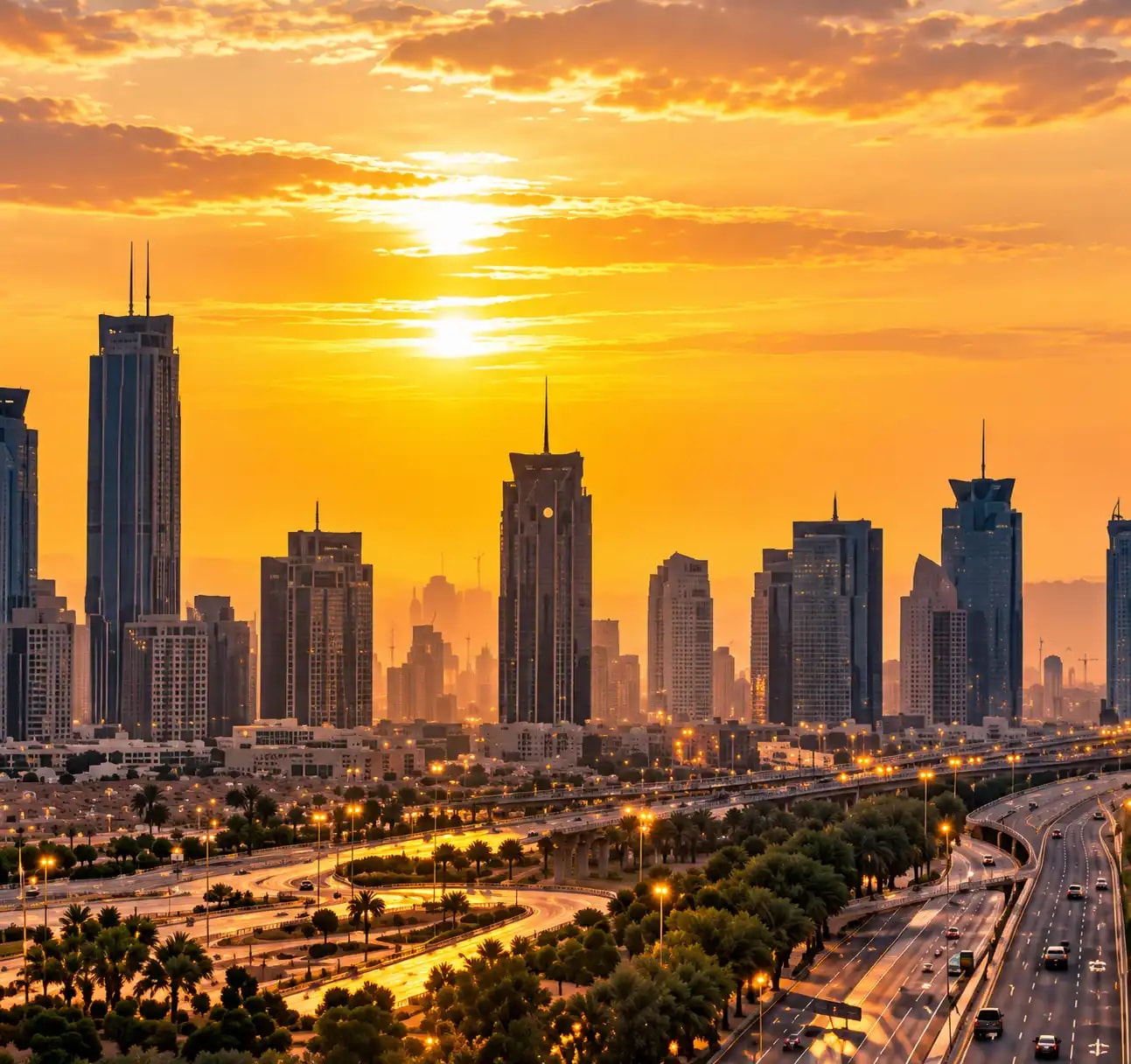Riyadh skyline at sunset