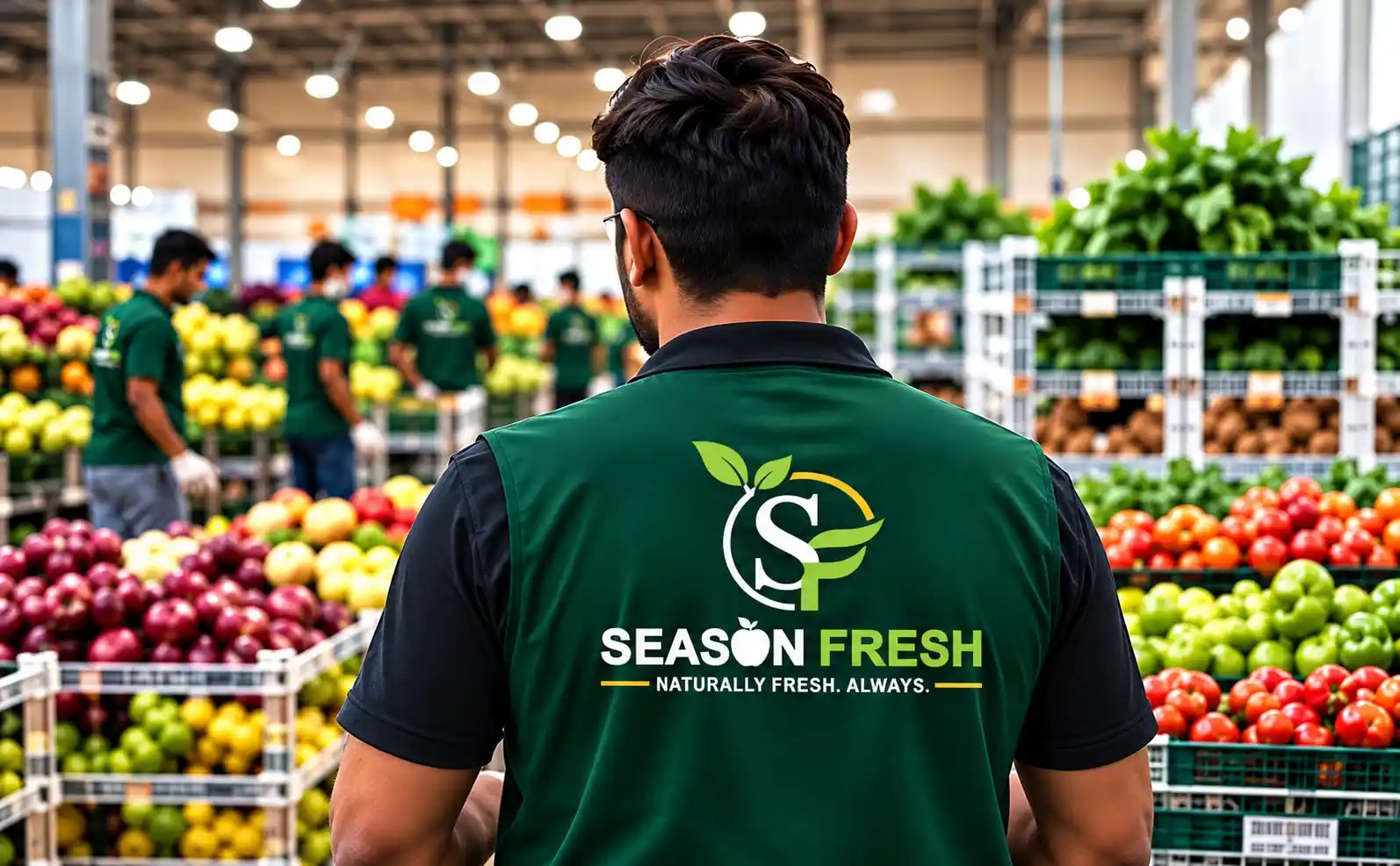 A Season Fresh teammate in the produce warehouse