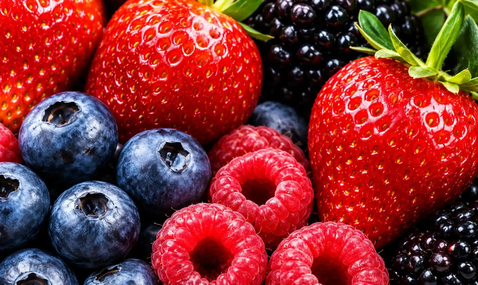 A close view of mixed berries